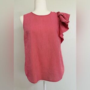 Who What Wear Red and White Striped Sleeveless Top - Medium